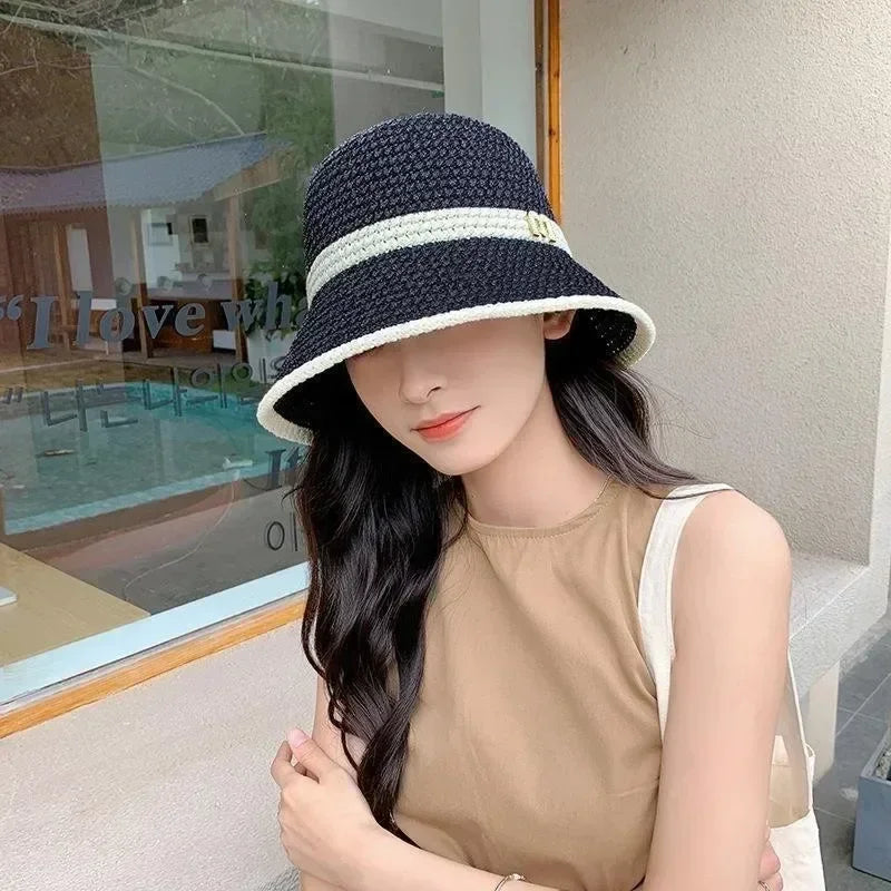 Sombreros para el sol al aire libre, de verano, transpirables, huecos, tejidos de punto, moda coreana.