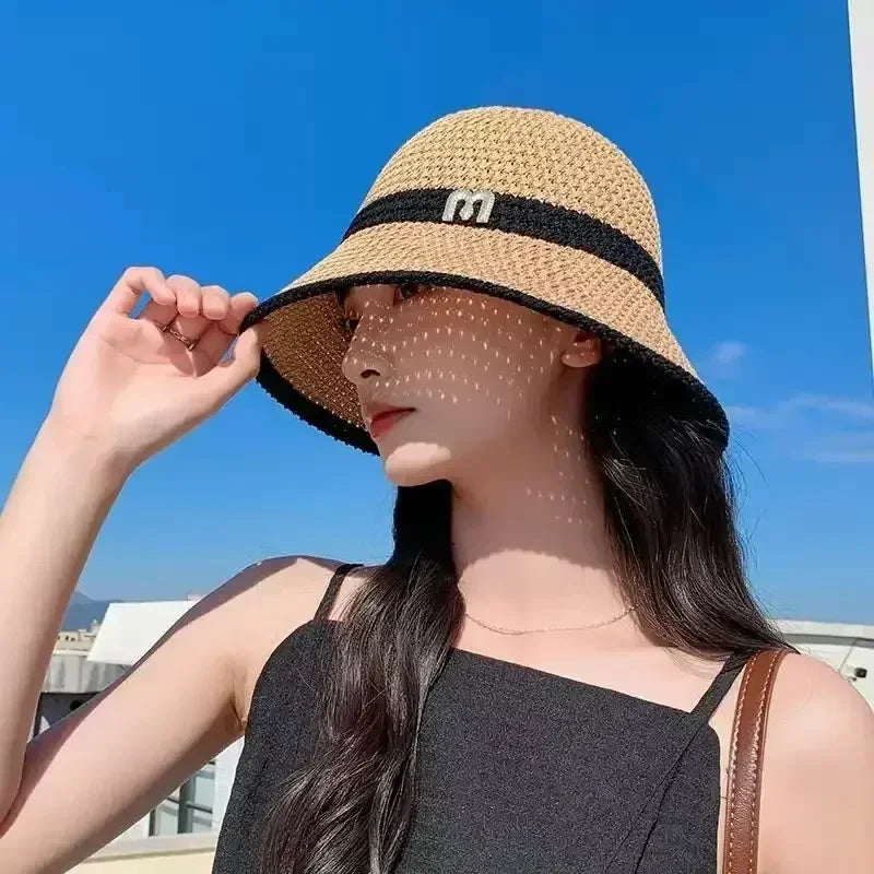 Sombreros para el sol al aire libre, de verano, transpirables, huecos, tejidos de punto, moda coreana.