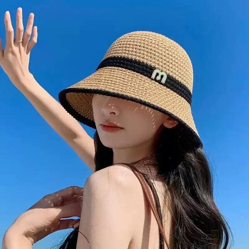 Sombreros para el sol al aire libre, de verano, transpirables, huecos, tejidos de punto, moda coreana.