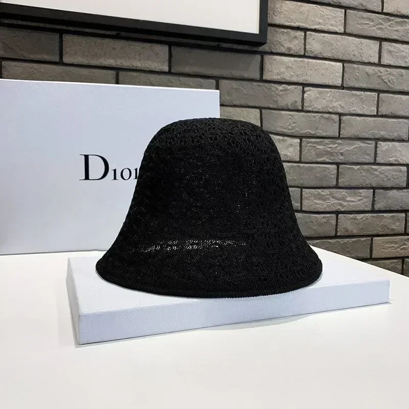 Sombreros para el sol al aire libre, de verano, transpirables, huecos, tejidos de punto, moda coreana.