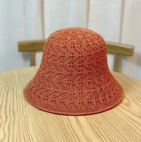 Sombreros para el sol al aire libre, de verano, transpirables, huecos, tejidos de punto, moda coreana.